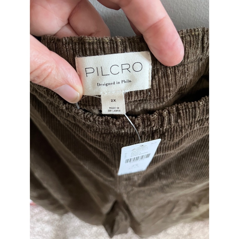 Pilcro Moss Green Corduroy Wide Leg Pull On Pants Plus Size 2X New - Picture 2 of 9